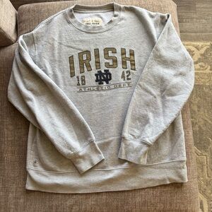 Gray 'Irish' Notre Dame Athletic Crewneck Sweatshirt
